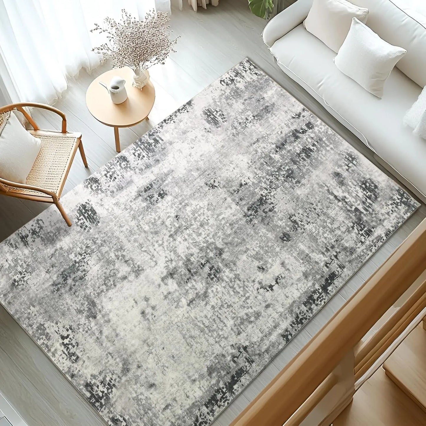 Living Room Area Rugs Soft Large Modern Abstract Area Rug, Boho Vintage Machine Washable Non Slip Carpet , Low Pile Rugs