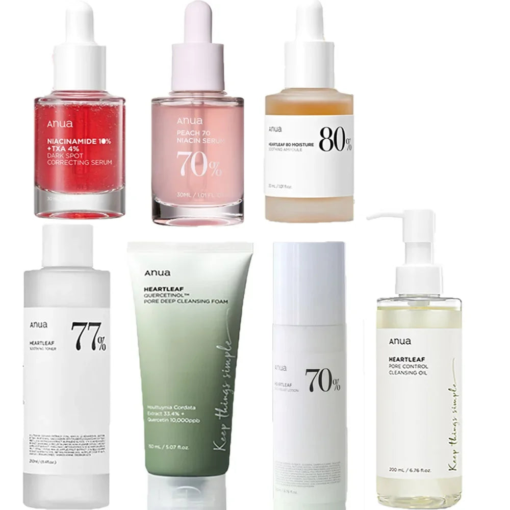 Anua skin care set cosmetics, improve skin problems, moisturize and hydrate, deep clean impurities, Korean skin care products