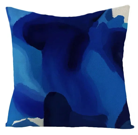 Boho Blue Geometric Series Linen Cushion Cover Throw Pillow Case Modern Minimalist Home Decor Pillowcase Pillow Cover for Couch