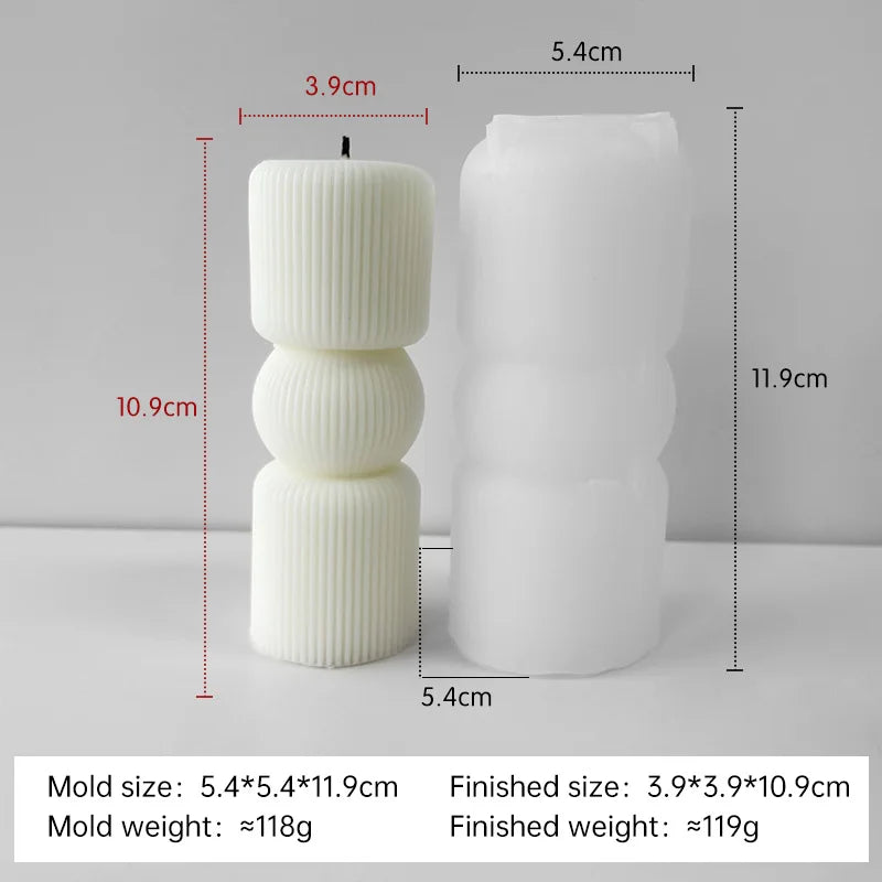 Striped Cylinder Aroma Candle Silicone Mold DIY Pillar Plaster Resin Ornaments Mould Handmade Soy Wax Candles Making Supplies
