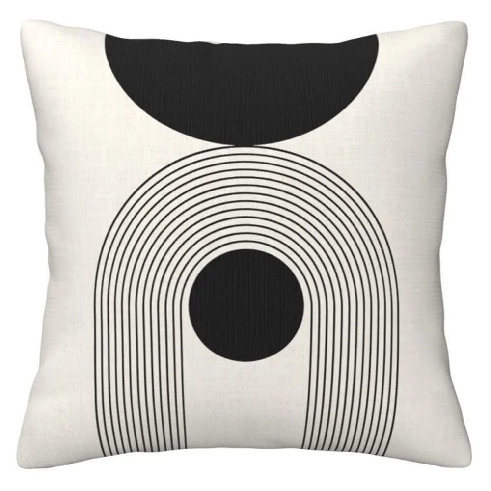 Black and White Geometric Simple PillowcasesBedroom Living Room Sofa Home Decor Polyester Cushion Cover with Zipper