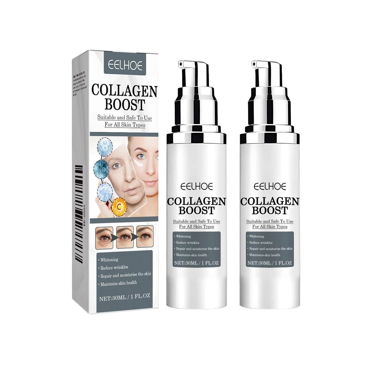 EELHOE Boost Collagen Facial Essence 30ml Deep Moisturizing Shrink Pores VitaminC Anti-aging Fade Wrinkle Lines Korean Skin Care