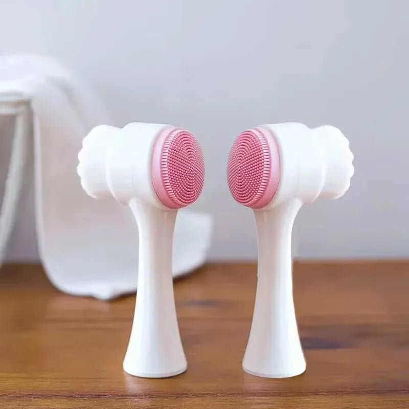 Soft silicone face brush, double-sided face cleaner, exfoliating, pore cleanser, exfoliating brush, makeup remover facial brush