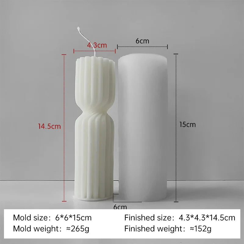 Striped Cylinder Aroma Candle Silicone Mold DIY Pillar Plaster Resin Ornaments Mould Handmade Soy Wax Candles Making Supplies