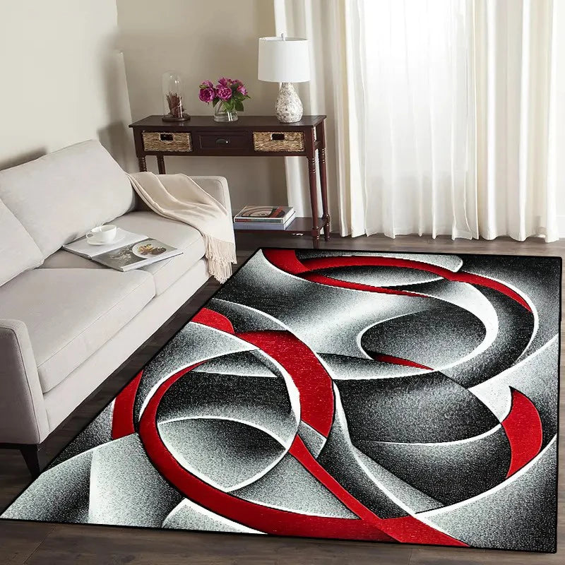 Nordic Style Area Rug Abstract Geometric Carpet Non-Slip Washable Carpet for Living Room Bedroom and Home Decor Floor Mat