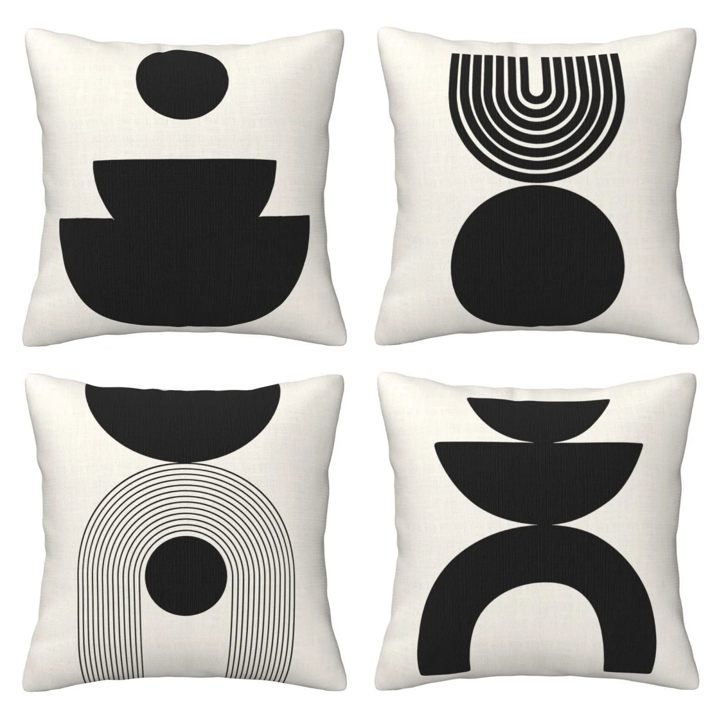 Black and White Geometric Simple PillowcasesBedroom Living Room Sofa Home Decor Polyester Cushion Cover with Zipper