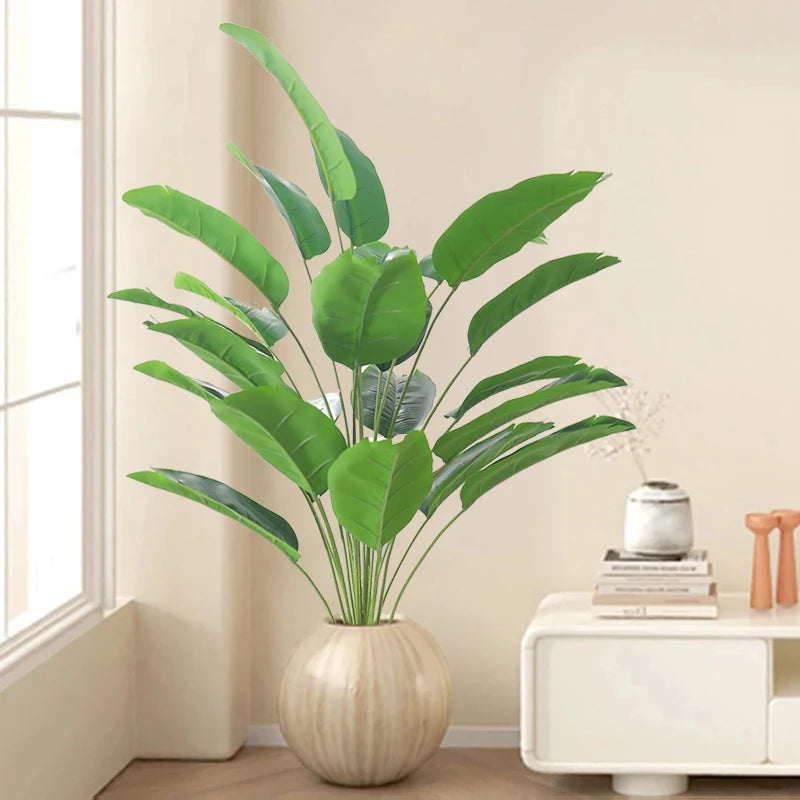 65-90cm Large Tropical Palm Tree Artificial Plants Fake Banana Plants Real Touch Plastic Monstera For Home Garden Party Decor