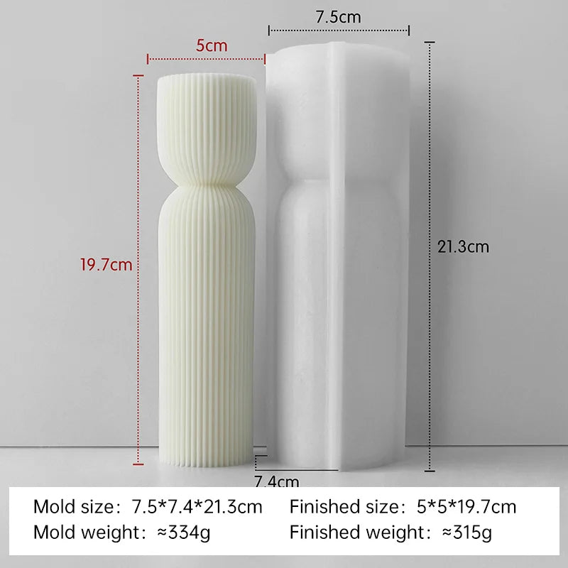 Striped Cylinder Aroma Candle Silicone Mold DIY Pillar Plaster Resin Ornaments Mould Handmade Soy Wax Candles Making Supplies