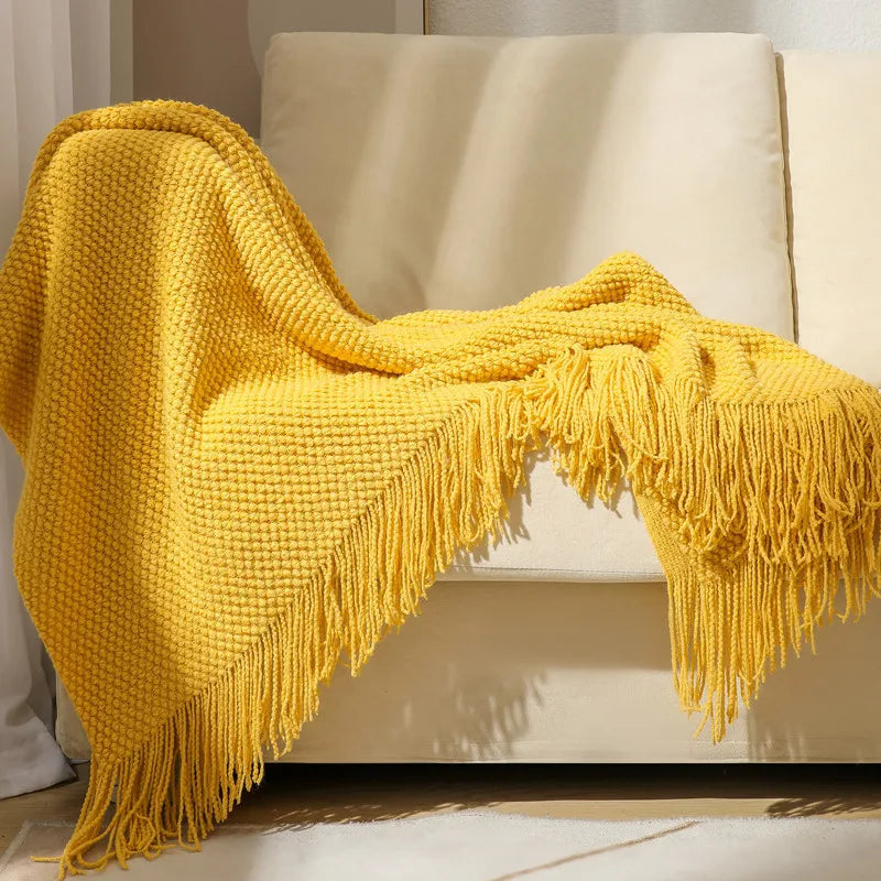 Pineapple Knit Sofa Throw Blanket Breathable Office AC Nap Blanket Lightweight Summer Cover