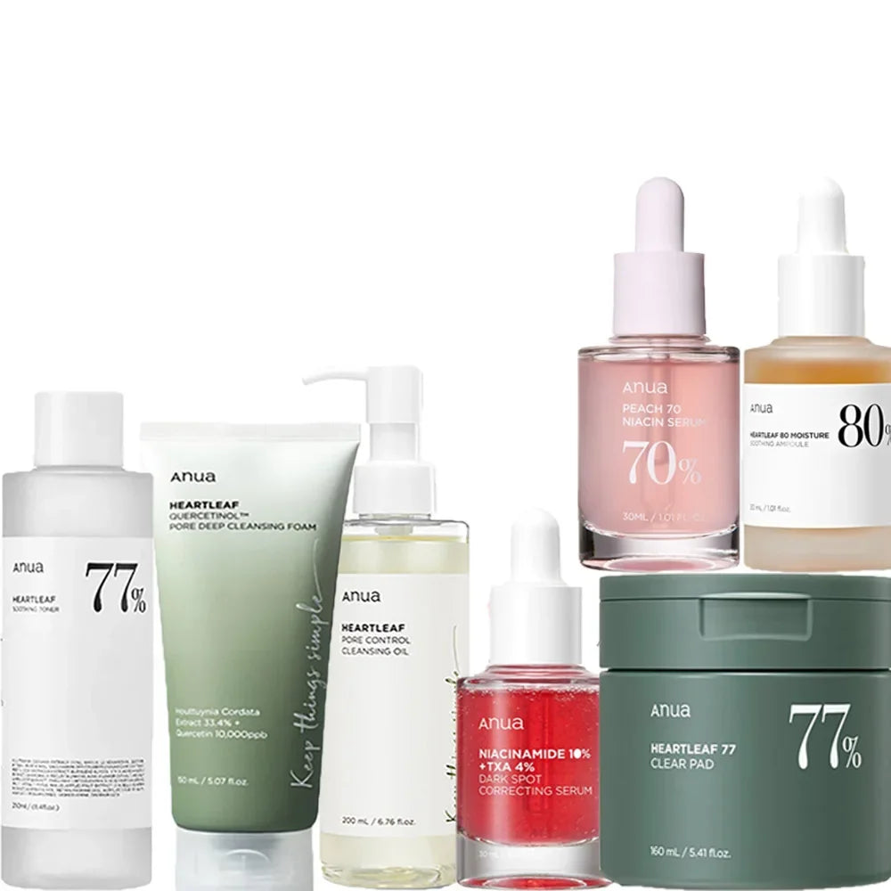 Anua skin care set cosmetics, improve skin problems, moisturize and hydrate, deep clean impurities, Korean skin care products