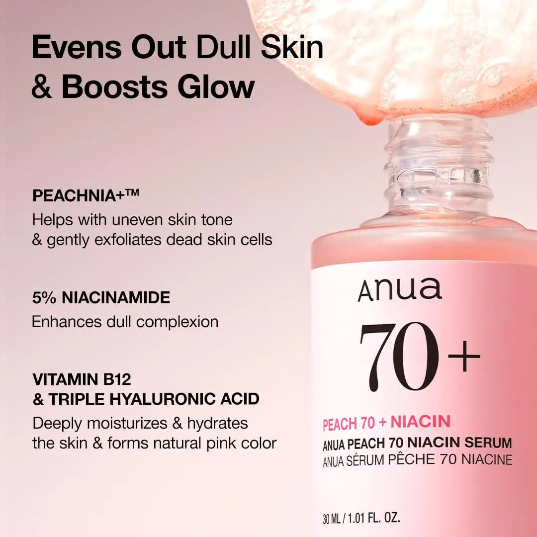Anua Peach 70% Niacinamide Essence Moisturizing Facial Essence Brightening Skin Tone 30ml
