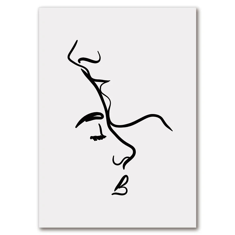 Romantic Love Couple Line Posters Kissing Hugging Hold Hands Canvas Painting and Prints Wall Art Pictures for Living Room Decor