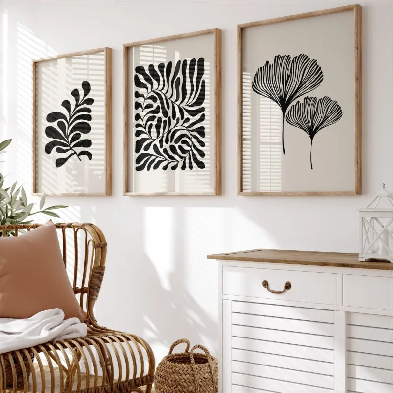 Minimalist Boho Matisse Style Botanical Leaves Art Poster Canvas Painting Wall Prints Picture for Living Room Home Decor Cuadros