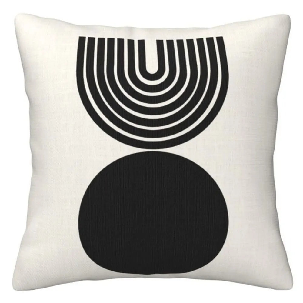Black and White Geometric Simple PillowcasesBedroom Living Room Sofa Home Decor Polyester Cushion Cover with Zipper