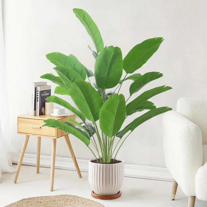 65-90cm Large Tropical Palm Tree Artificial Plants Fake Banana Plants Real Touch Plastic Monstera For Home Garden Party Decor