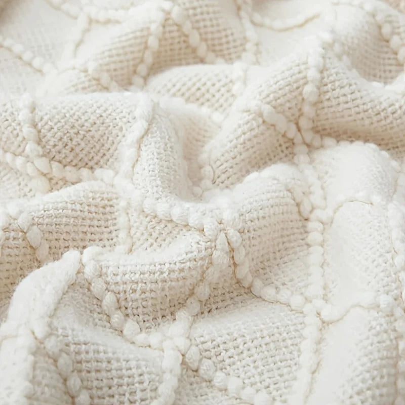 European Minimalist Diamond Pattern Acrylic Knitted Blanket, Sofa Bed Cover All Season Couch Throw Arrival Lightweight Bedspread