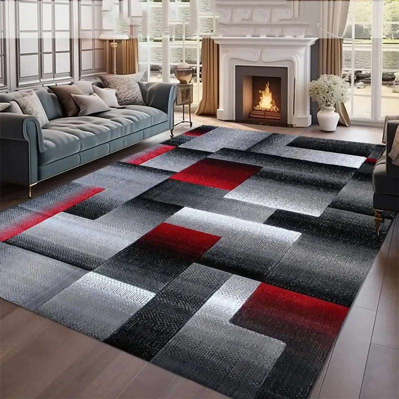 Nordic Style Area Rug Abstract Geometric Carpet Non-Slip Washable Carpet for Living Room Bedroom and Home Decor Floor Mat
