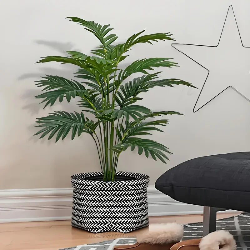 2pcs Green 24Leaves Artificial Palm Plants and Monstera Plastic Plants Suitable for Bedroom Living Room Outdoor Decoration
