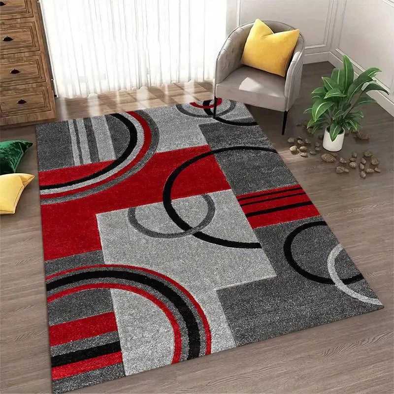 Nordic Style Area Rug Abstract Geometric Carpet Non-Slip Washable Carpet for Living Room Bedroom and Home Decor Floor Mat