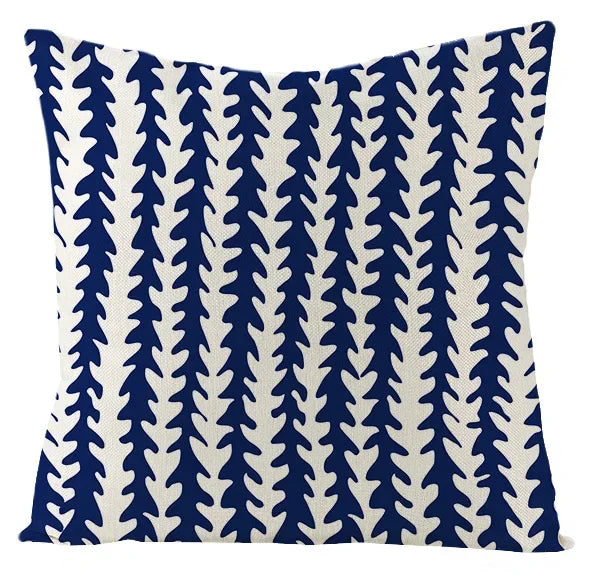 Boho Blue Geometric Series Linen Cushion Cover Throw Pillow Case Modern Minimalist Home Decor Pillowcase Pillow Cover for Couch