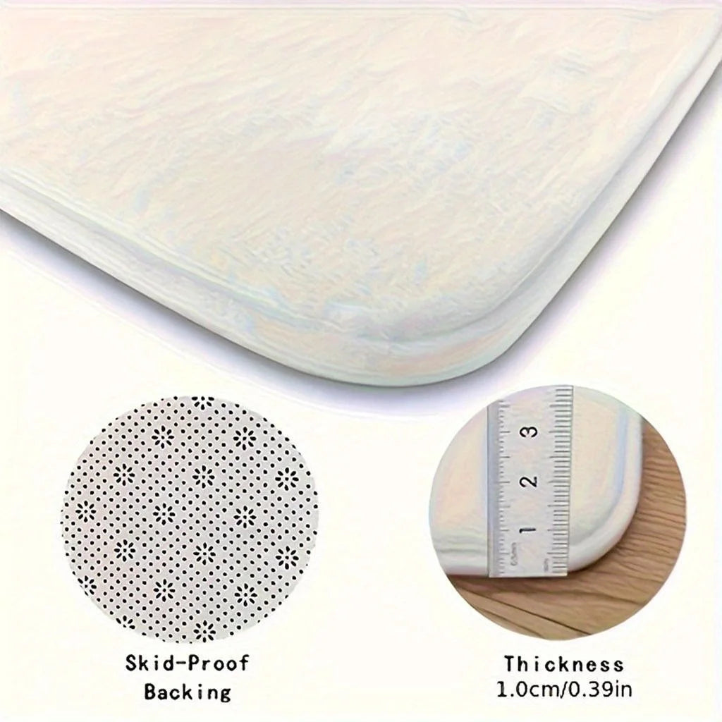 1 Piece Floral Welcome Outdoor Doormat - Non-Slip Machine Washable Polyester Flannel Mat for Front Door, Porch, Patio