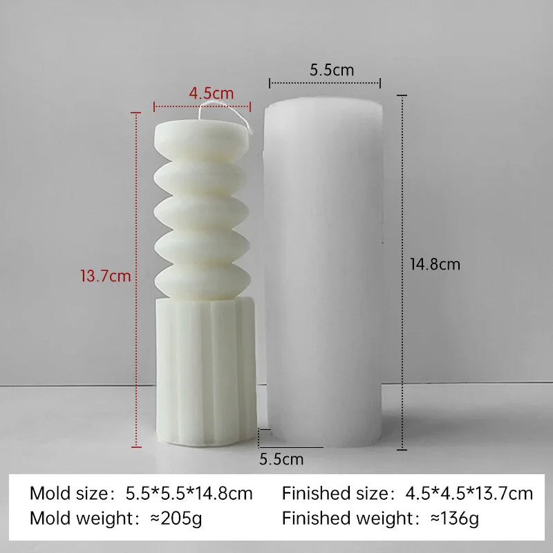 Striped Cylinder Aroma Candle Silicone Mold DIY Pillar Plaster Resin Ornaments Mould Handmade Soy Wax Candles Making Supplies