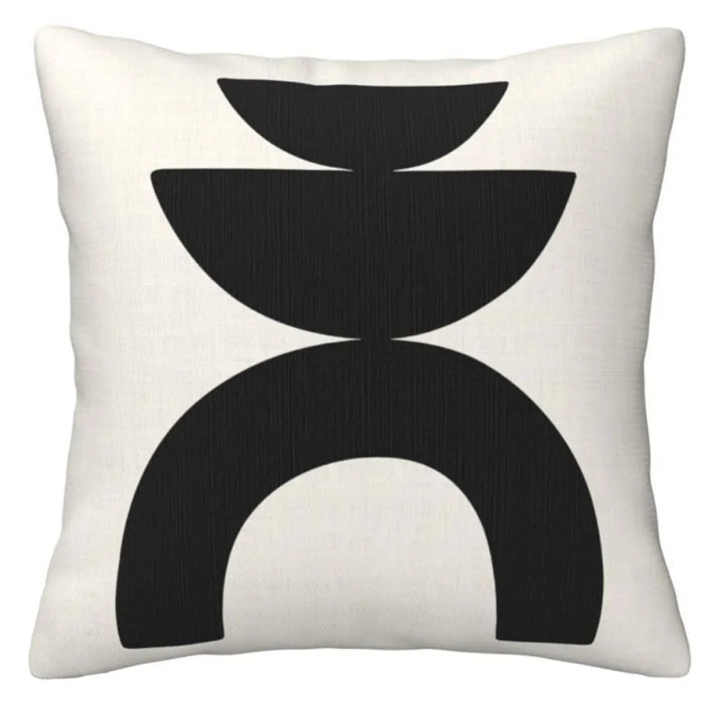Black and White Geometric Simple PillowcasesBedroom Living Room Sofa Home Decor Polyester Cushion Cover with Zipper
