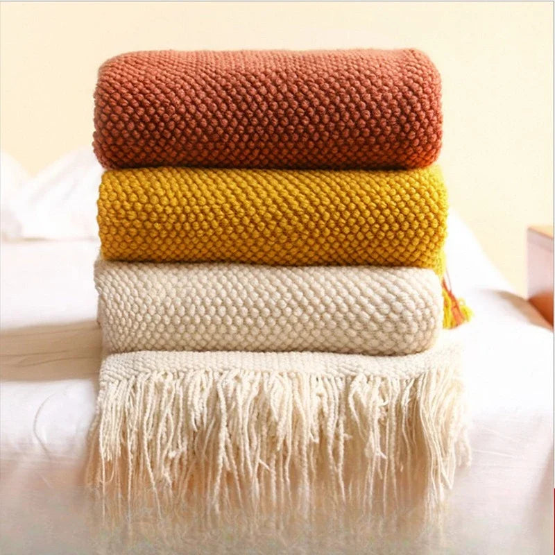 Pineapple Knit Sofa Throw Blanket Breathable Office AC Nap Blanket Lightweight Summer Cover