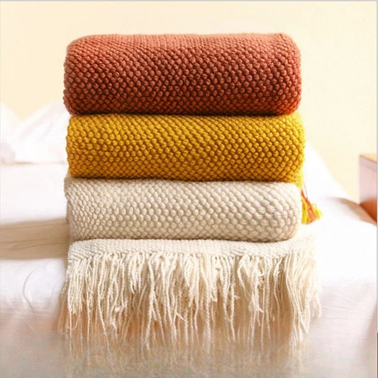Pineapple Knit Sofa Throw Blanket Breathable Office AC Nap Blanket Lightweight Summer Cover