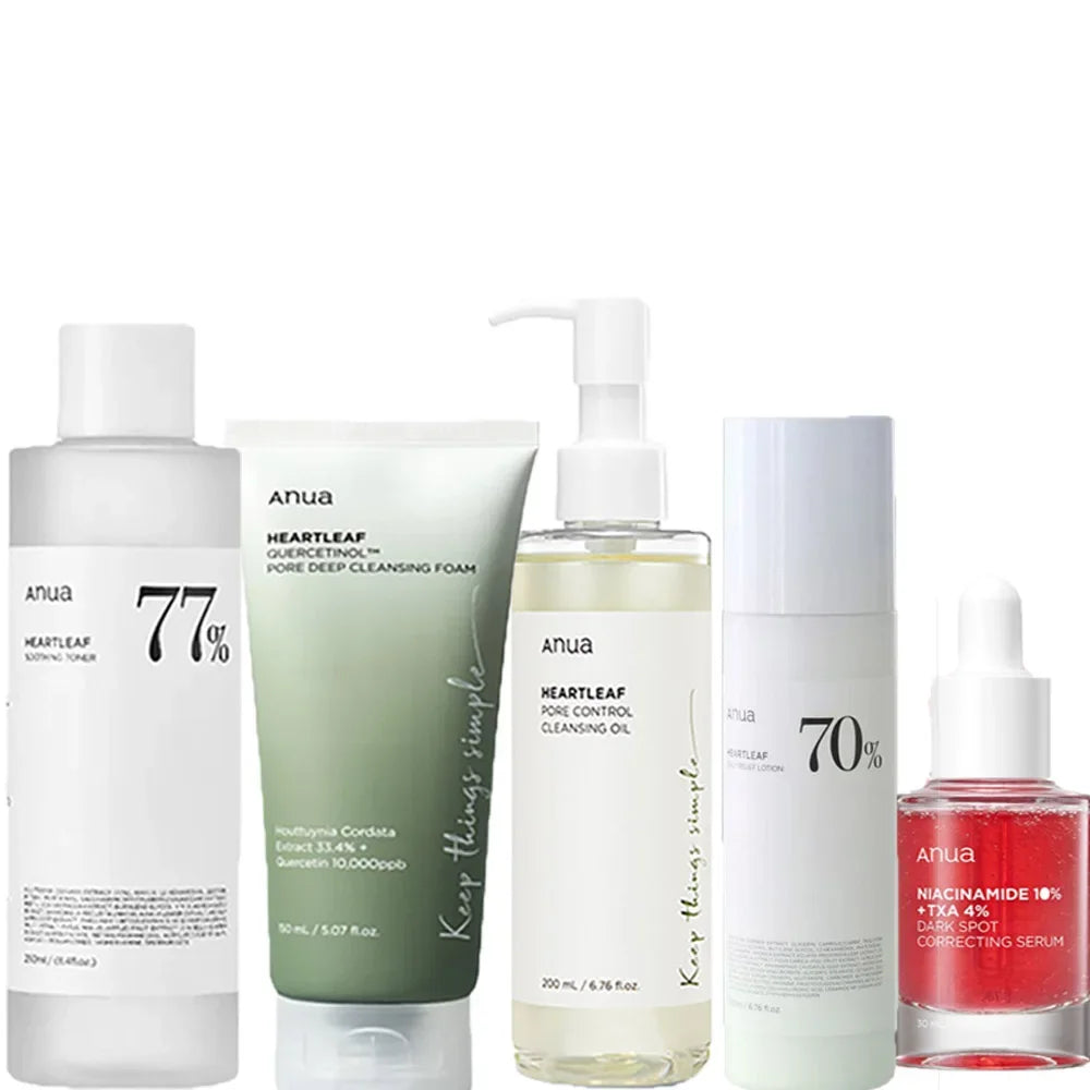 Anua skin care set cosmetics, improve skin problems, moisturize and hydrate, deep clean impurities, Korean skin care products