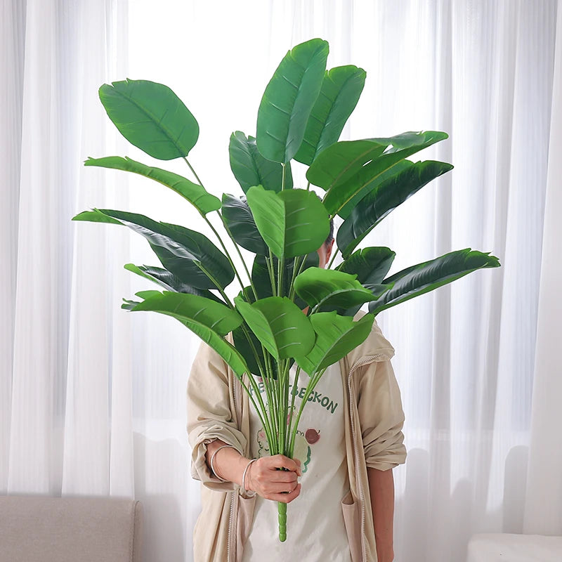 65-90cm Large Tropical Palm Tree Artificial Plants Fake Banana Plants Real Touch Plastic Monstera For Home Garden Party Decor