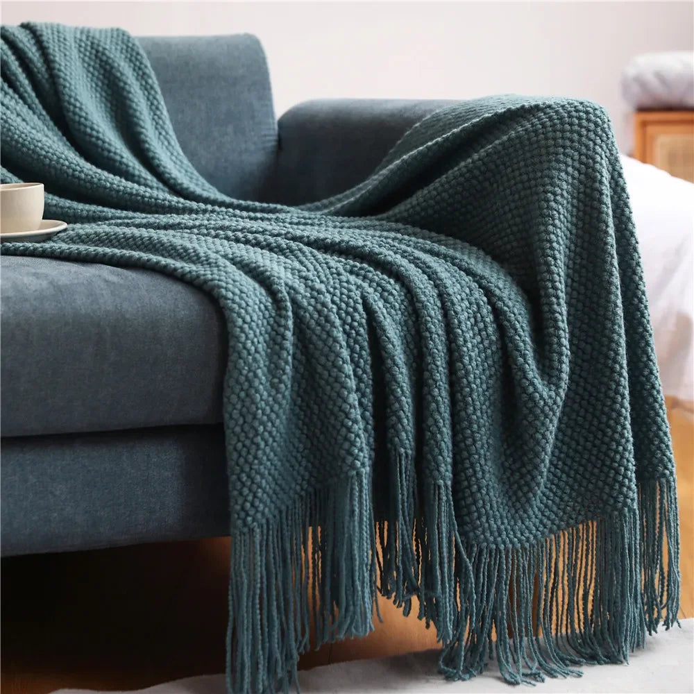 Pineapple Knit Sofa Throw Blanket Breathable Office AC Nap Blanket Lightweight Summer Cover