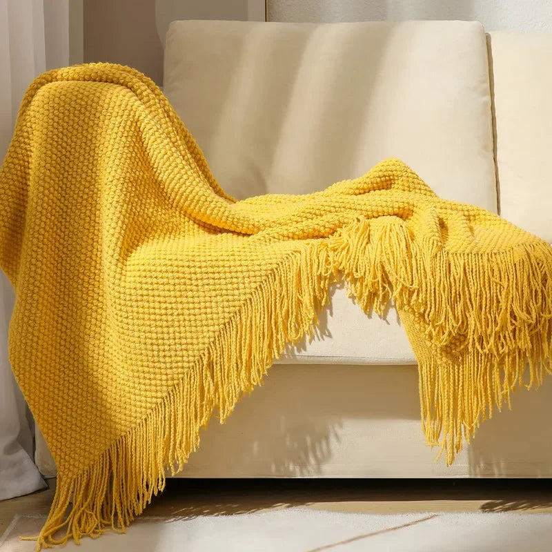 Pineapple Knit Sofa Throw Blanket Breathable Office AC Nap Blanket Lightweight Summer Cover