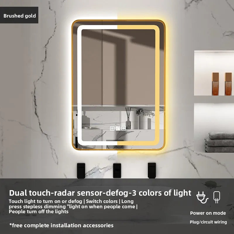 15 * 24 Inch Smart Bathroom Mirror Square Hotel Led Bathroom with Light Anti-fog Makeup Touch Screen Wall Hanging  Small Vanity