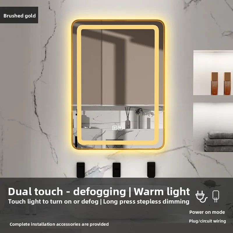 15 * 24 Inch Smart Bathroom Mirror Square Hotel Led Bathroom with Light Anti-fog Makeup Touch Screen Wall Hanging  Small Vanity