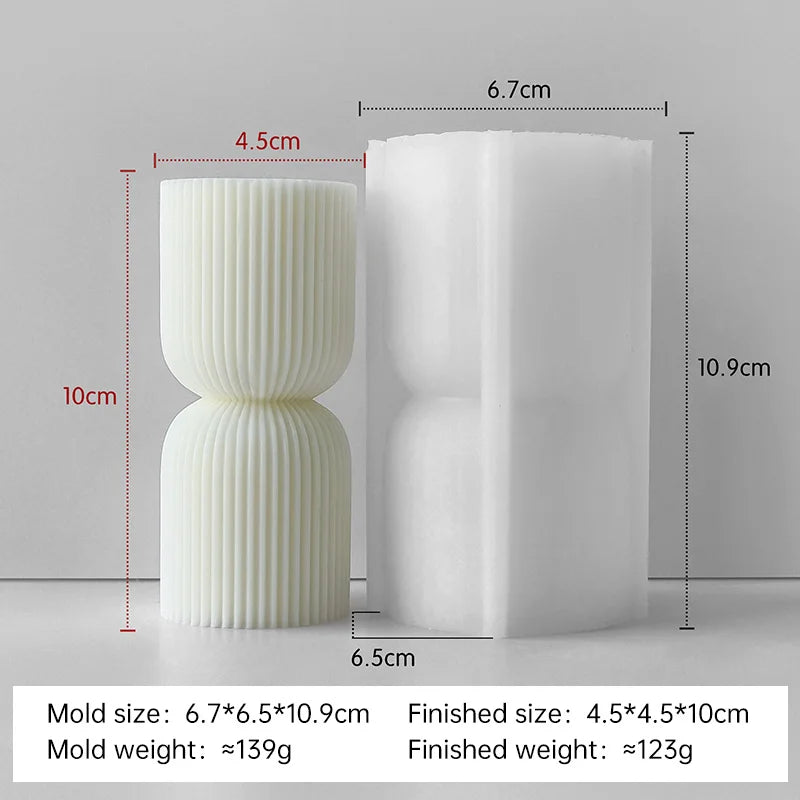 Striped Cylinder Aroma Candle Silicone Mold DIY Pillar Plaster Resin Ornaments Mould Handmade Soy Wax Candles Making Supplies