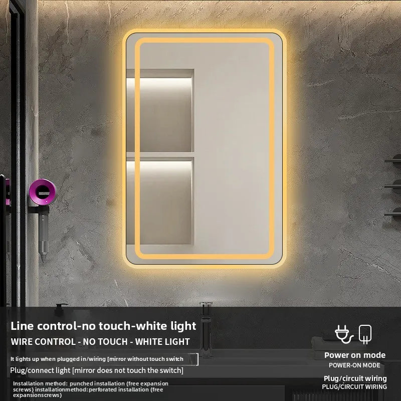 15 * 24 Inch Smart Bathroom Mirror Square Hotel Led Bathroom with Light Anti-fog Makeup Touch Screen Wall Hanging  Small Vanity