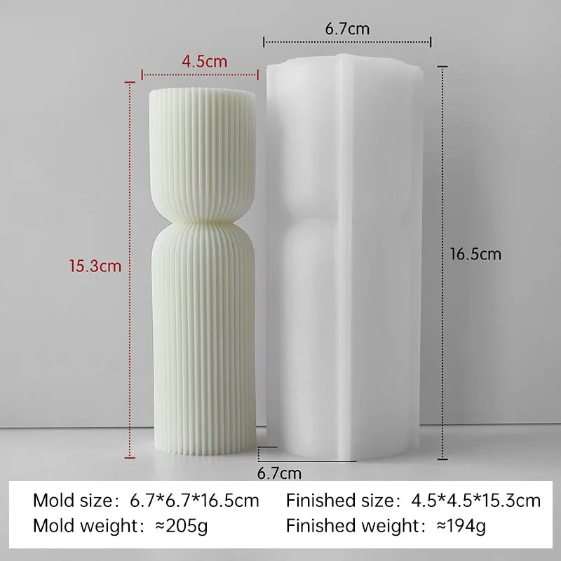 Striped Cylinder Aroma Candle Silicone Mold DIY Pillar Plaster Resin Ornaments Mould Handmade Soy Wax Candles Making Supplies