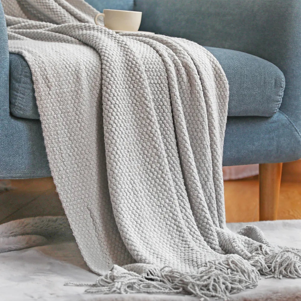 Pineapple Knit Sofa Throw Blanket Breathable Office AC Nap Blanket Lightweight Summer Cover
