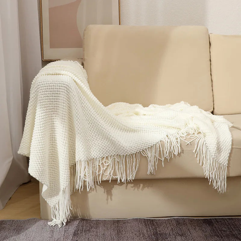 Pineapple Knit Sofa Throw Blanket Breathable Office AC Nap Blanket Lightweight Summer Cover