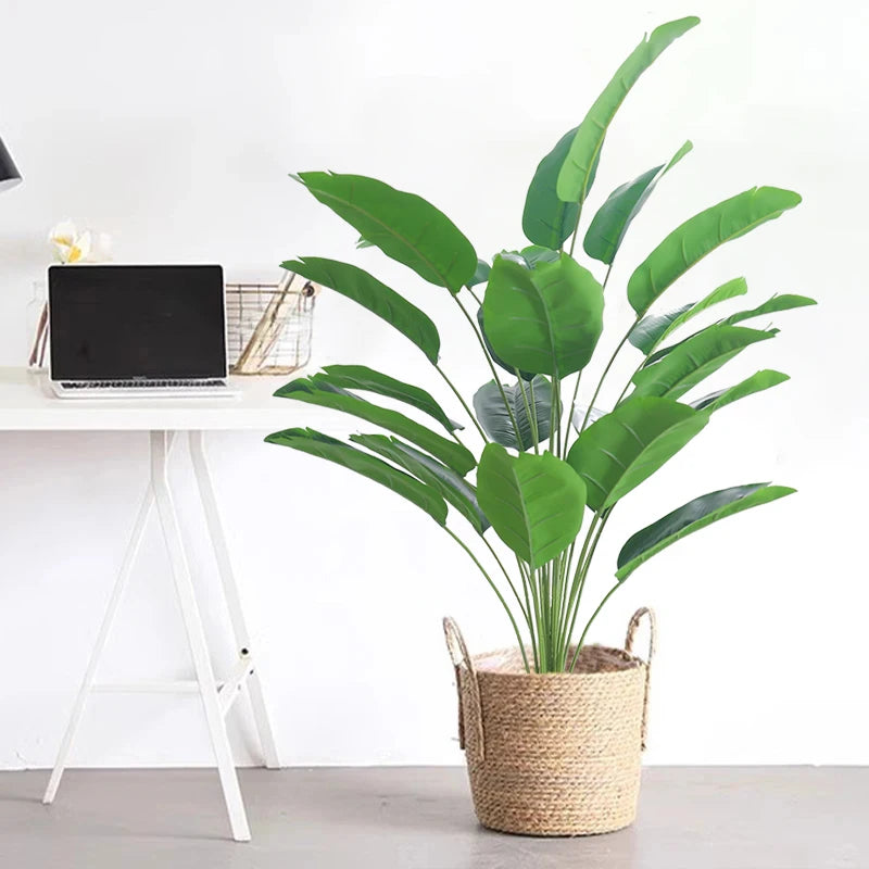 65-90cm Large Tropical Palm Tree Artificial Plants Fake Banana Plants Real Touch Plastic Monstera For Home Garden Party Decor
