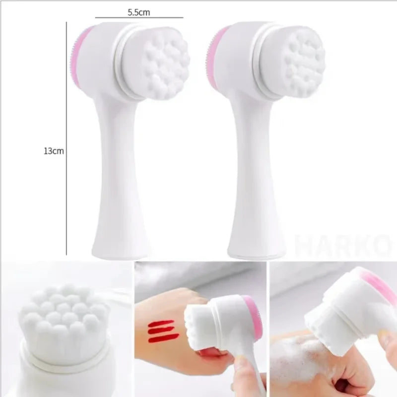 Soft silicone face brush, double-sided face cleaner, exfoliating, pore cleanser, exfoliating brush, makeup remover facial brush