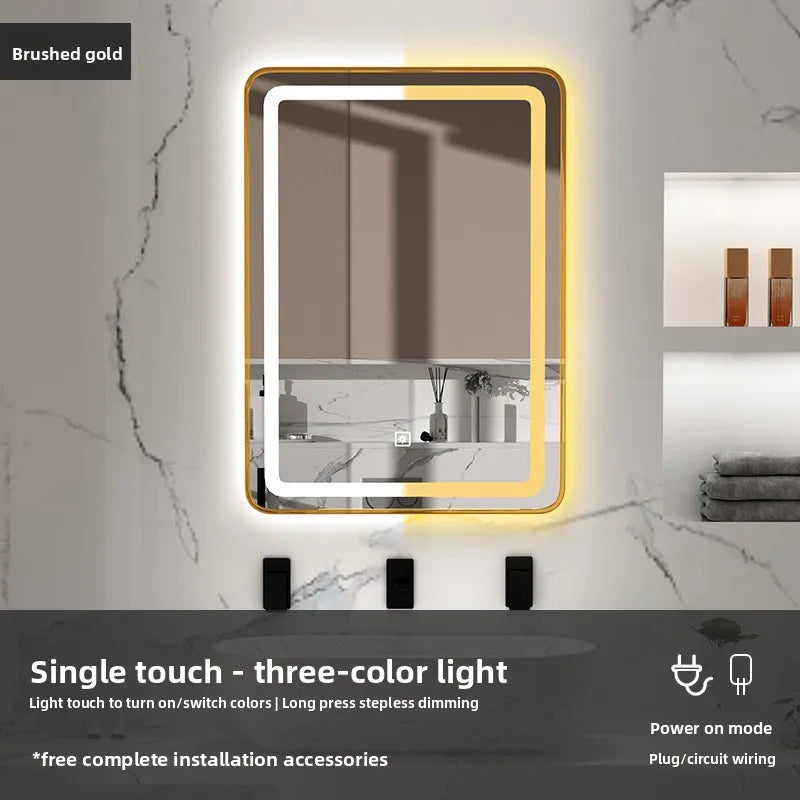 15 * 24 Inch Smart Bathroom Mirror Square Hotel Led Bathroom with Light Anti-fog Makeup Touch Screen Wall Hanging  Small Vanity