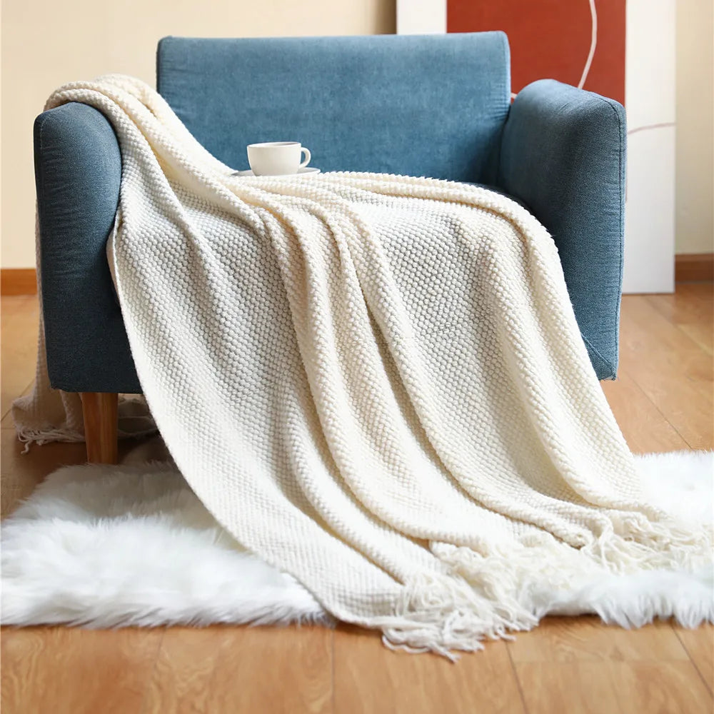 Pineapple Knit Sofa Throw Blanket Breathable Office AC Nap Blanket Lightweight Summer Cover