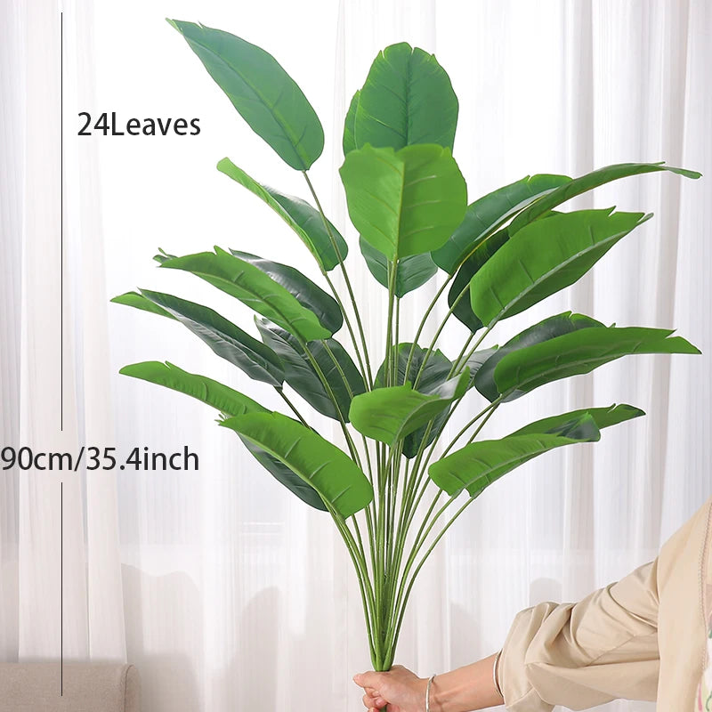 65-90cm Large Tropical Palm Tree Artificial Plants Fake Banana Plants Real Touch Plastic Monstera For Home Garden Party Decor
