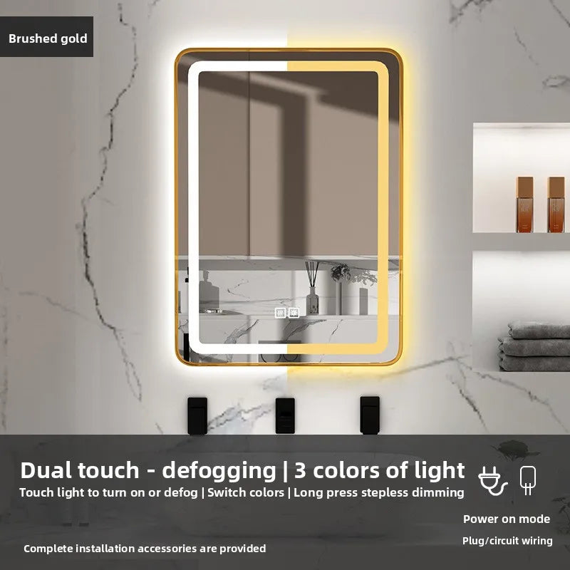 15 * 24 Inch Smart Bathroom Mirror Square Hotel Led Bathroom with Light Anti-fog Makeup Touch Screen Wall Hanging  Small Vanity