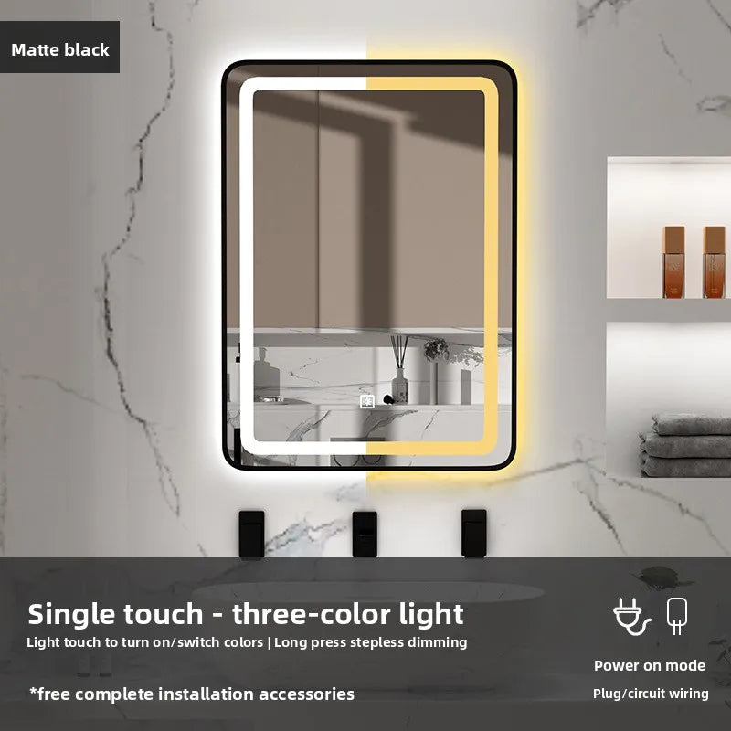15 * 24 Inch Smart Bathroom Mirror Square Hotel Led Bathroom with Light Anti-fog Makeup Touch Screen Wall Hanging  Small Vanity