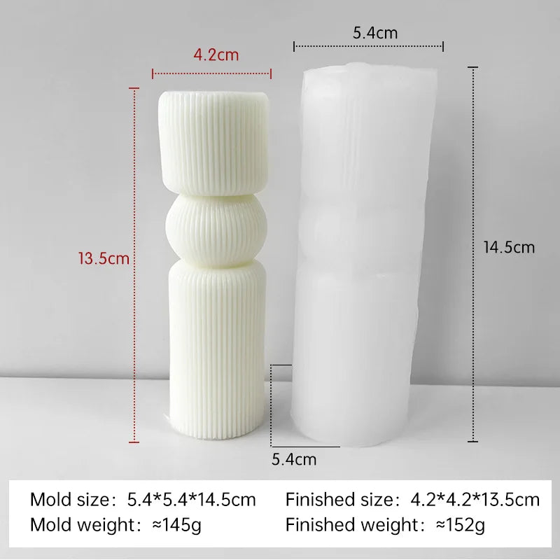 Striped Cylinder Aroma Candle Silicone Mold DIY Pillar Plaster Resin Ornaments Mould Handmade Soy Wax Candles Making Supplies