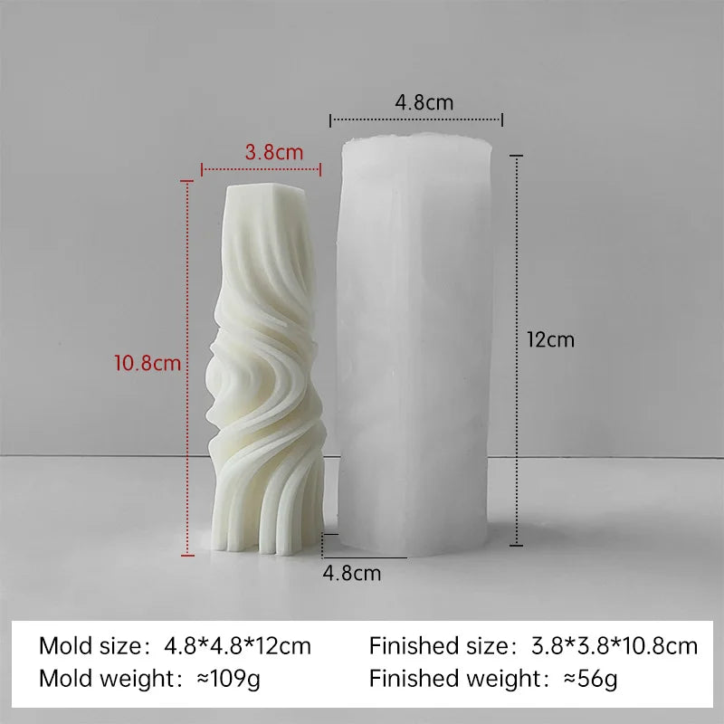 Striped Cylinder Aroma Candle Silicone Mold DIY Pillar Plaster Resin Ornaments Mould Handmade Soy Wax Candles Making Supplies