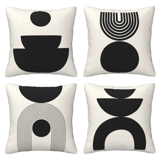 Black and White Geometric Simple PillowcasesBedroom Living Room Sofa Home Decor Polyester Cushion Cover with Zipper